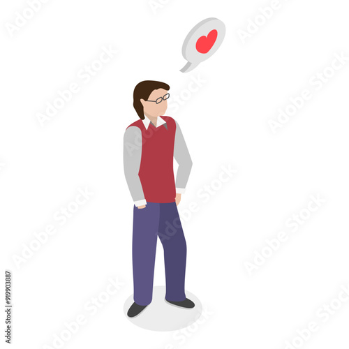 3D Isometric Flat Vector Illustration of Human Personality Feelings, Psychological Mindsets. Item 7