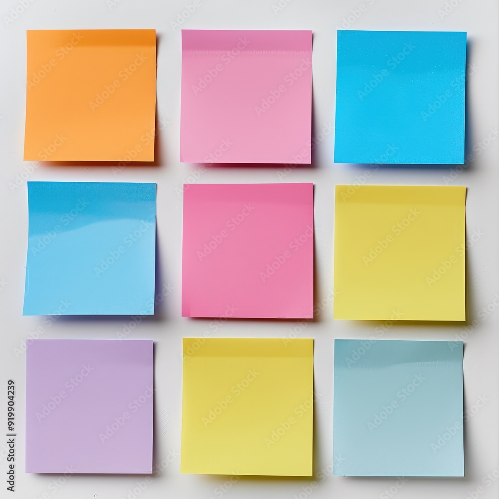 Sticky Notes. Plain Blank Sticky Notes with Copy Space for Memo or Message Sticky Notes. Plain Blank Sticky Notes with Copy Space for Memo or Message