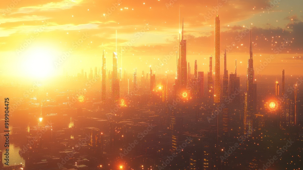 Futuristic Cityscape at Sunset Futuristic Cityscape at Sunset