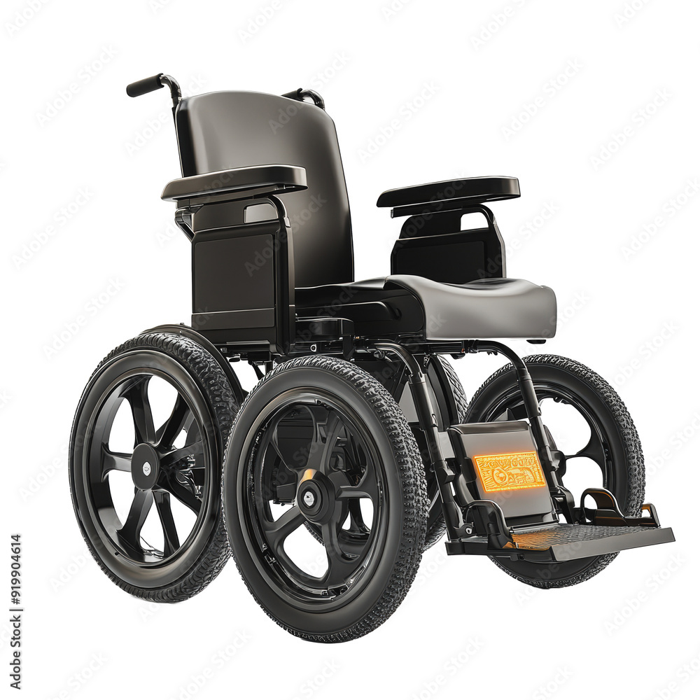 PNG Compact black wheelchair with large wheels PNG Compact black wheelchair with large wheels