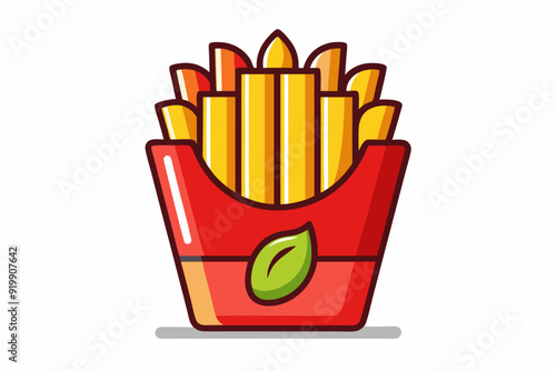  French Fries With Chili Sauce Cartoon Vector Icon Illustration. Food Object Icon Concept Isolated Premium Vector photo