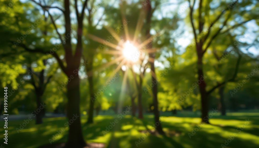 Sun shining through trees in a forest. Sun shining through trees in a forest.