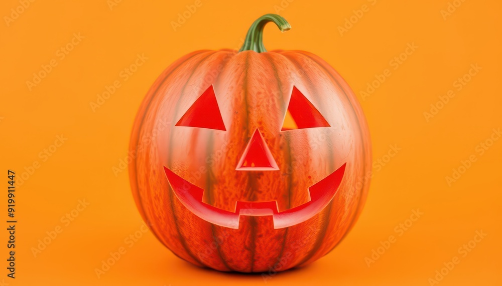 Carved Halloween Pumpkin on Orange Background. Carved Halloween Pumpkin on Orange Background.