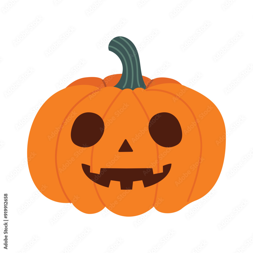 Halloween pumpkin with a carved face. Orange fall pumpkin. Vector illustration in flat style. Hand-drawn style. White isolated background. Halloween pumpkin with a carved face. Orange fall pumpkin. Vector illustration in flat style. Hand-drawn style. White isolated background.