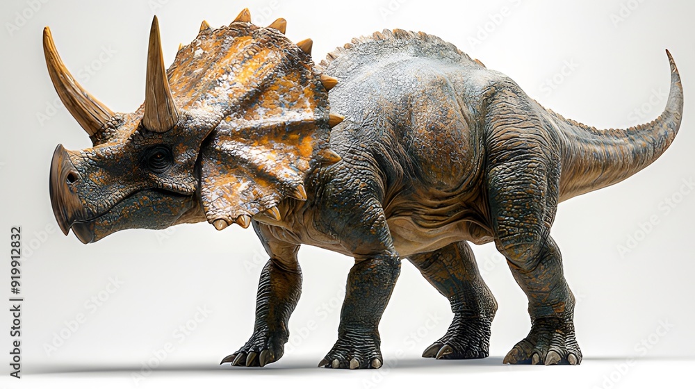 Fototapeta premium Full-Body Side Profile of a Triceratops