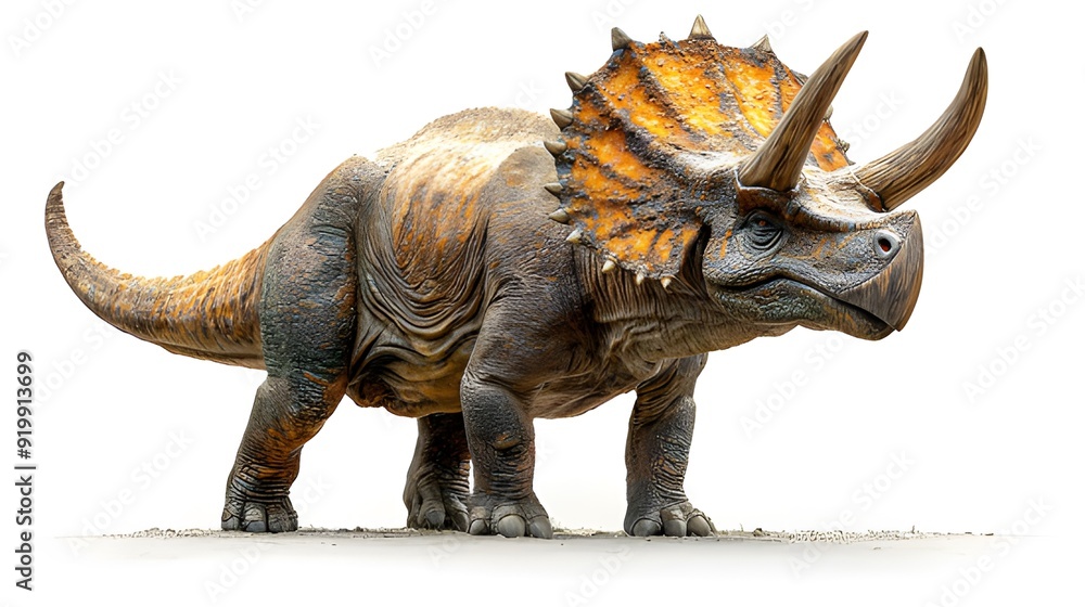 Fototapeta premium Full-Body Side Profile of a Triceratops