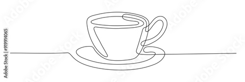 Cup vector continuous one line drawing illustration. Editable stroke
