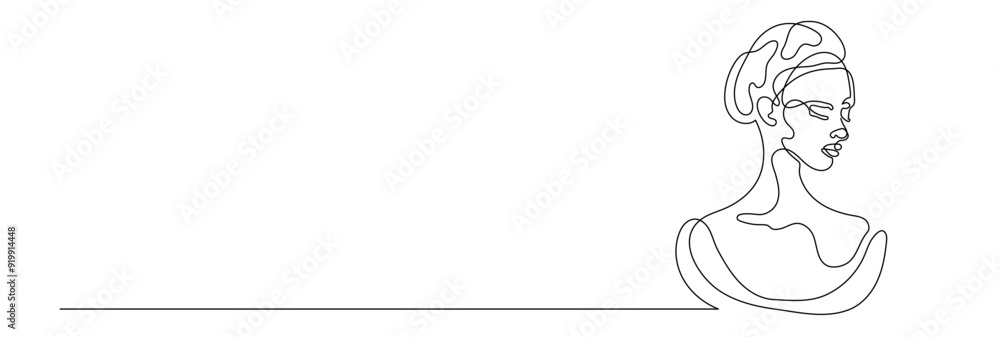 One continuous editable line drawing of woman face vector illustration. Editable stroke One continuous editable line drawing of woman face vector illustration. Editable stroke