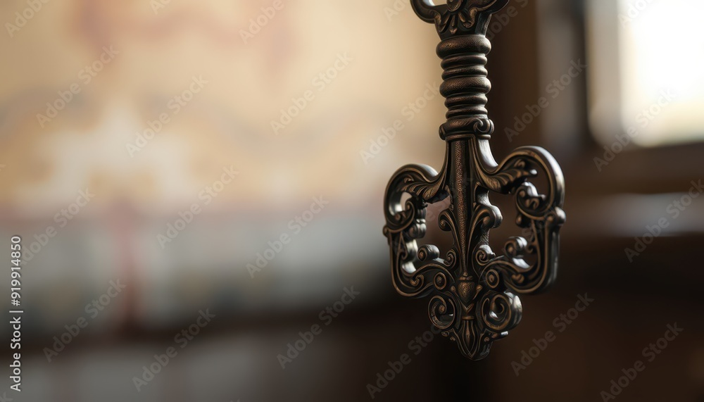 Ornate Key with Blurred Background. Ornate Key with Blurred Background.