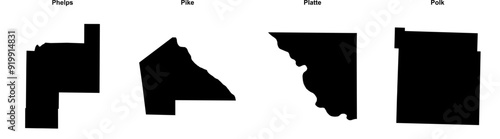 Phelps, Pike, Platte, Polk outline maps