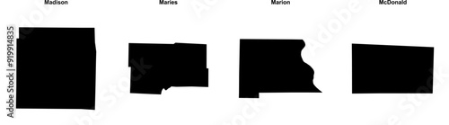 Madison, Maries, Marion, McDonald outline maps