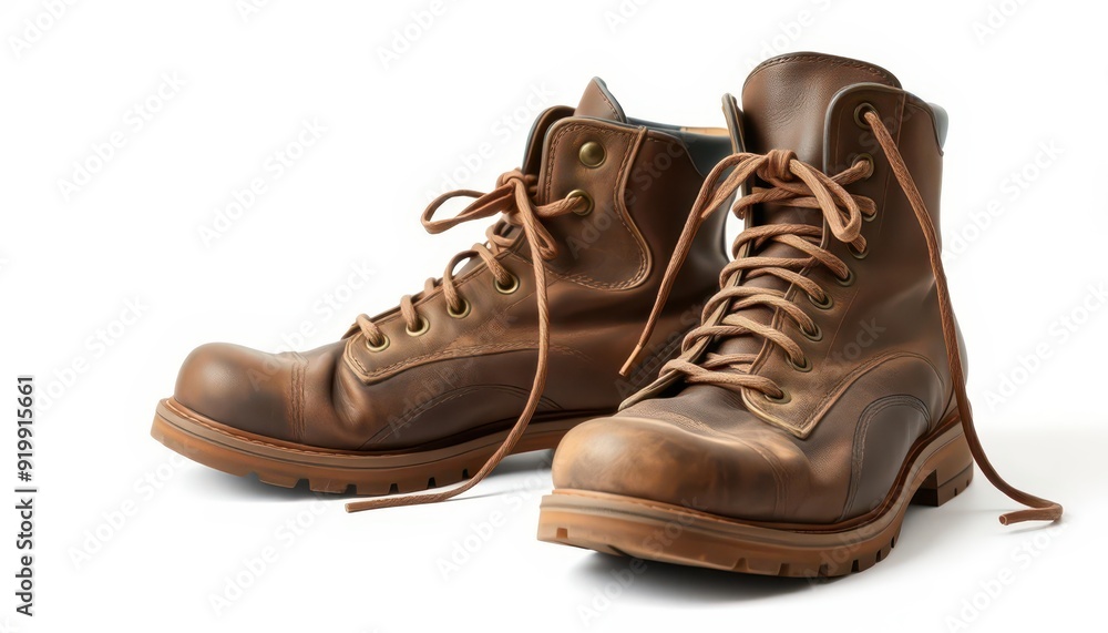 Brown Leather Boots Isolated on White Background. Brown Leather Boots Isolated on White Background.