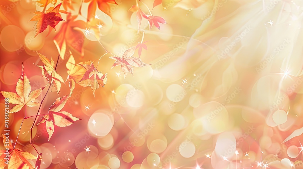 Fototapeta premium Autumn bokeh background with soft glowing light and delicate floral patterns