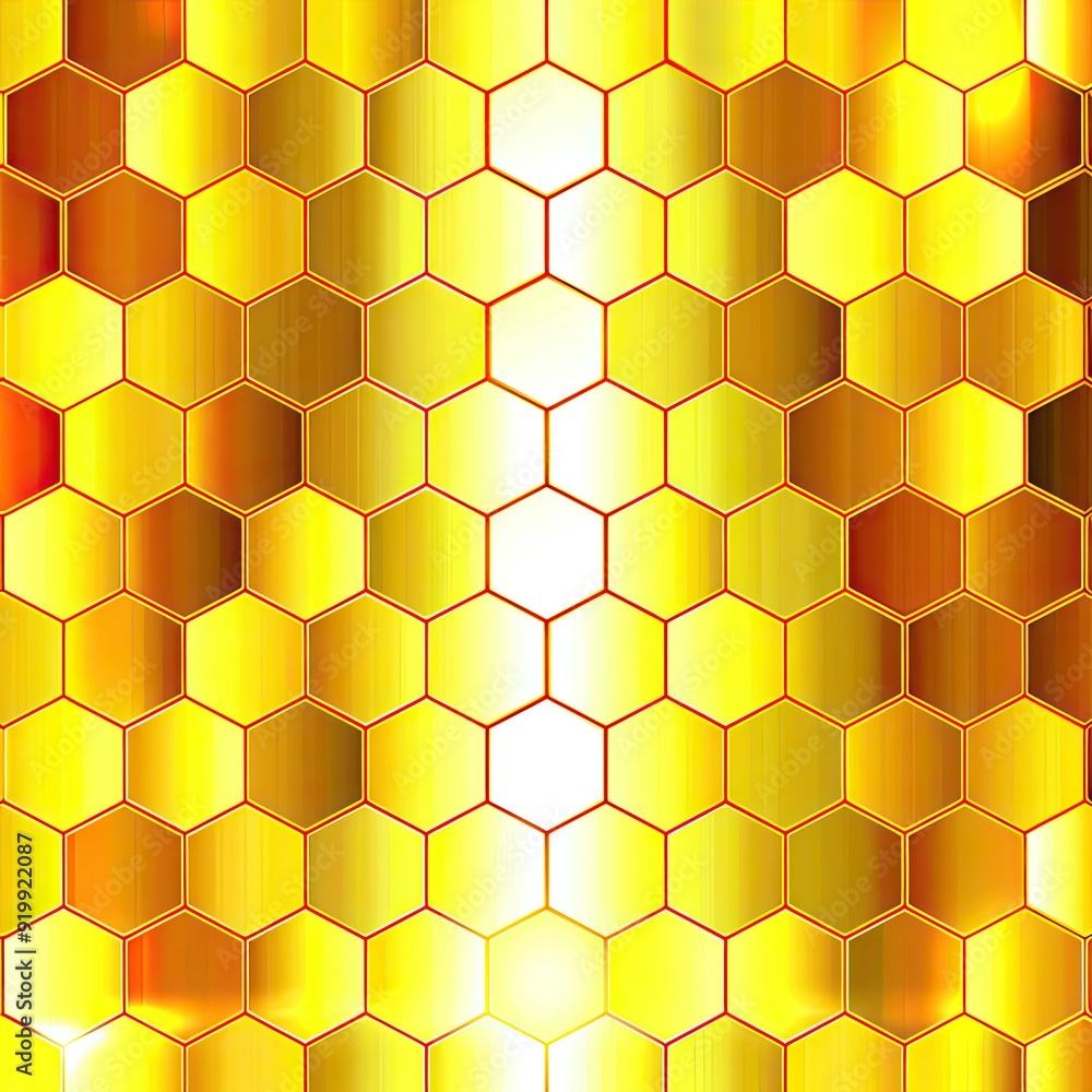 Elegant honeycomb pattern with golden hues and warm gradient lighting Elegant honeycomb pattern with golden hues and warm gradient lighting