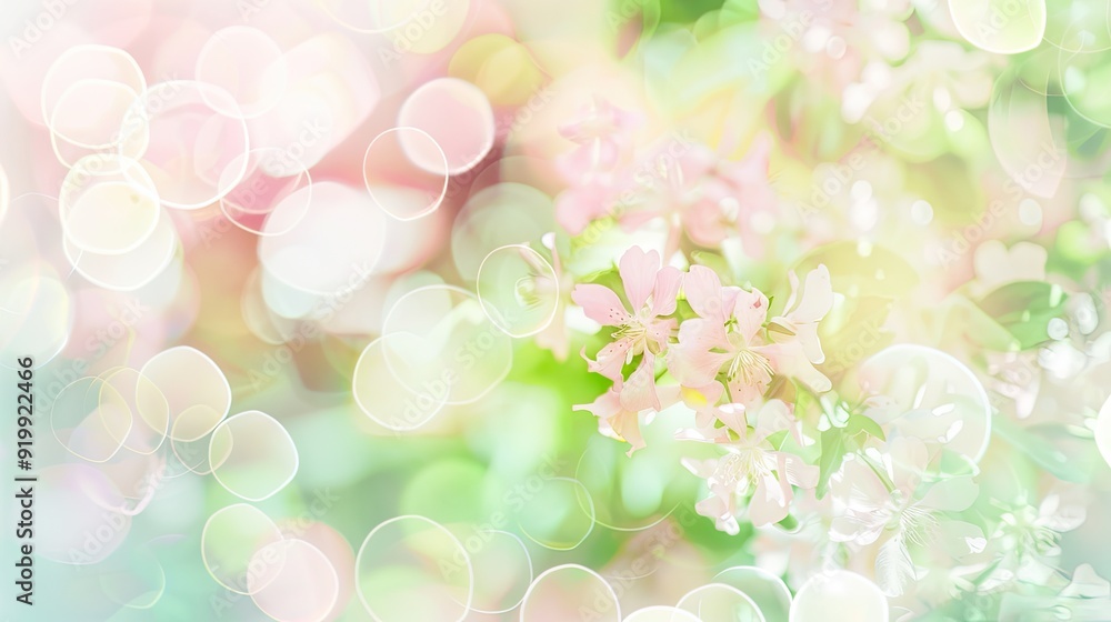 Soft pastel spring bokeh background with abstract floral patterns and gentle glowing lights Soft pastel spring bokeh background with abstract floral patterns and gentle glowing lights