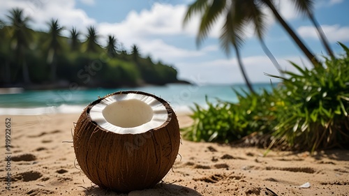 coconut on the beach, coconut day background 