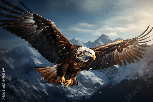Wallpaper Mural Majestic eagle soaring above mountain symbol of fire Torontodigital.ca