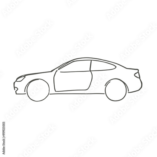 Minimalist line drawing of a car