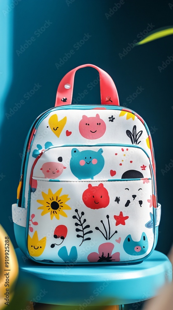 children's school backpack with a cartoon pattern children's school backpack with a cartoon pattern