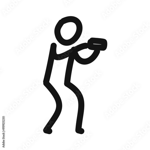 simple block figure taking a picture with a smartphone