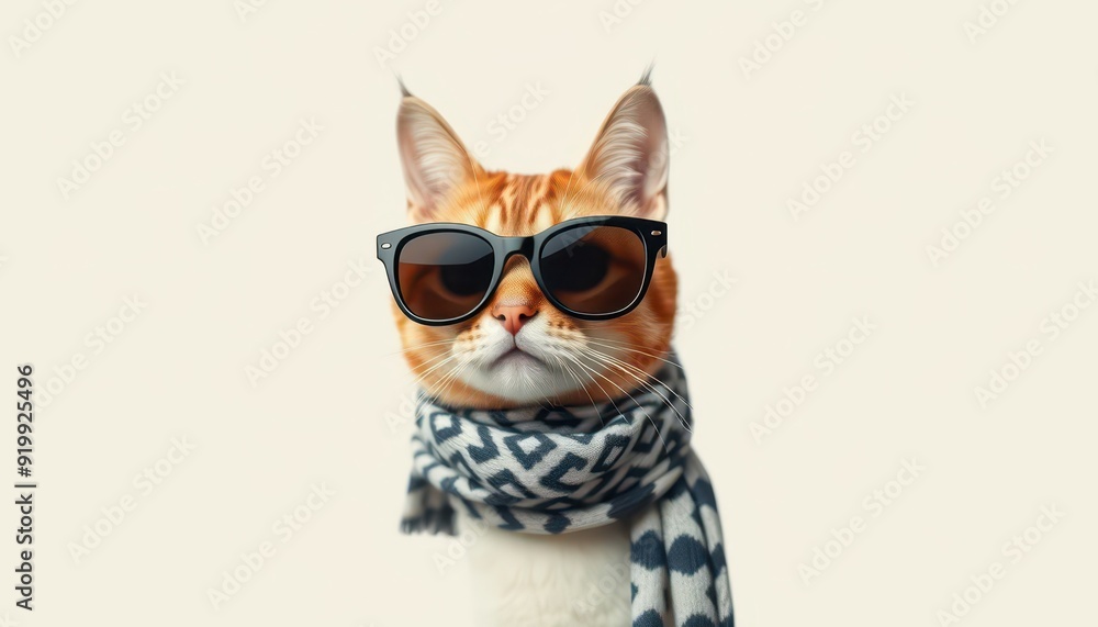 Cool Cat with Sunglasses and Scarf. Cool Cat with Sunglasses and Scarf.