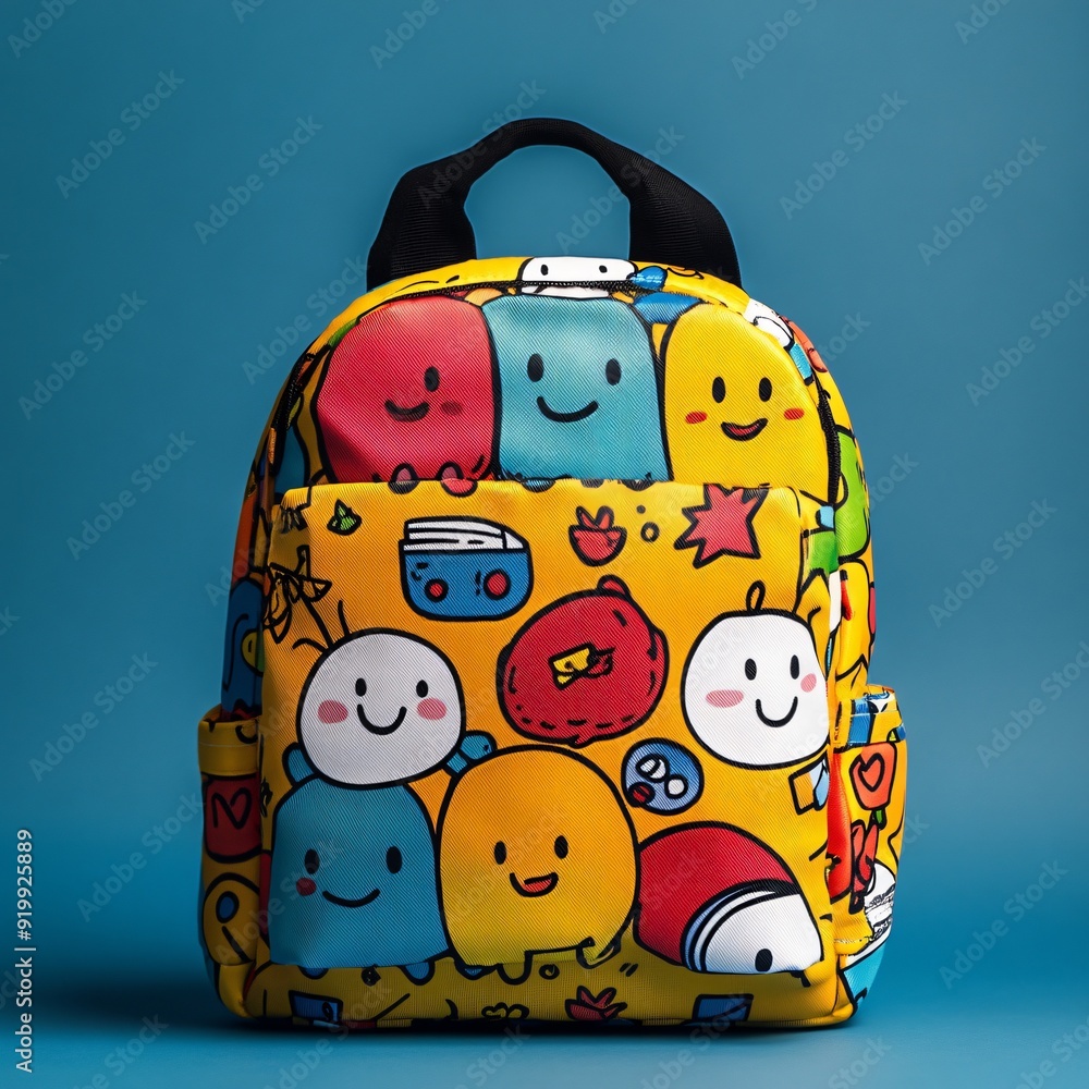 children's school backpack with a cartoon pattern children's school backpack with a cartoon pattern