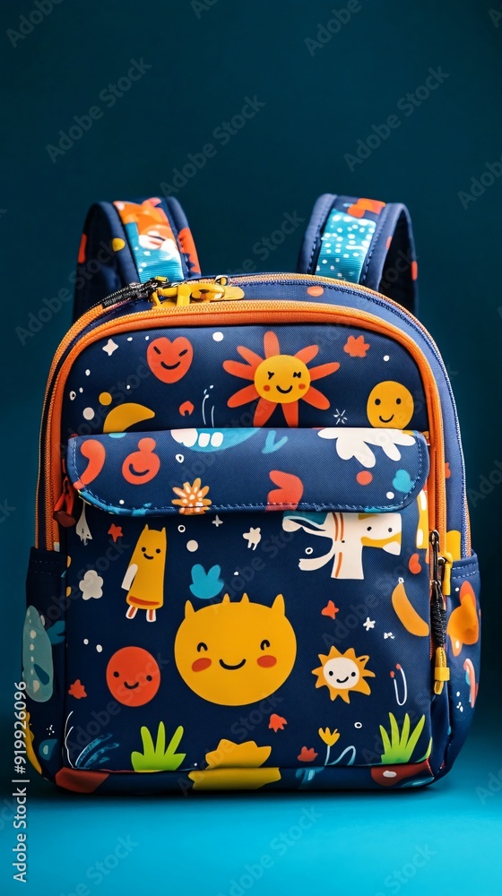children's school backpack with a cartoon pattern children's school backpack with a cartoon pattern