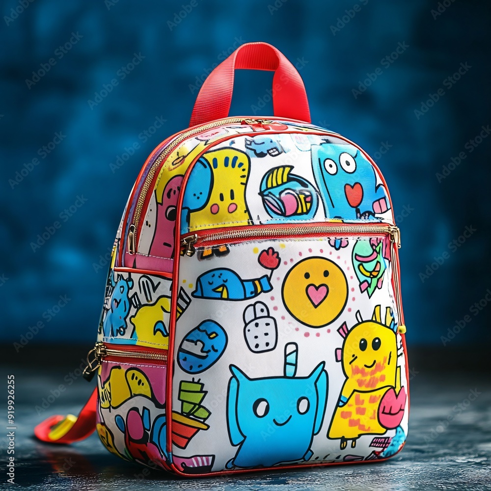 children's school backpack with a cartoon pattern children's school backpack with a cartoon pattern