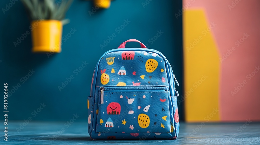 children's school backpack with a cartoon pattern children's school backpack with a cartoon pattern