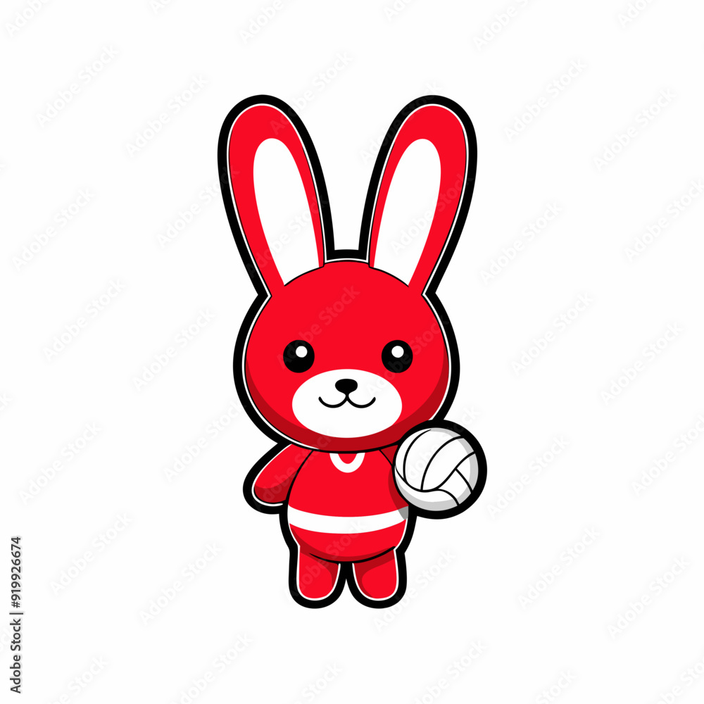 bunny with red ball bunny with red ball