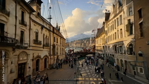 busy day in the harbor of a thriving18TH century port city