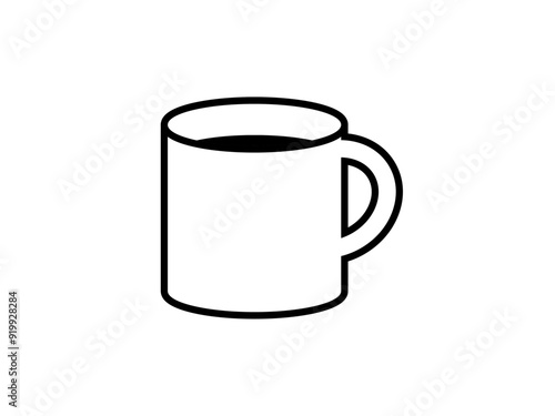 フラットなホットコーヒーアイコンD：黒線