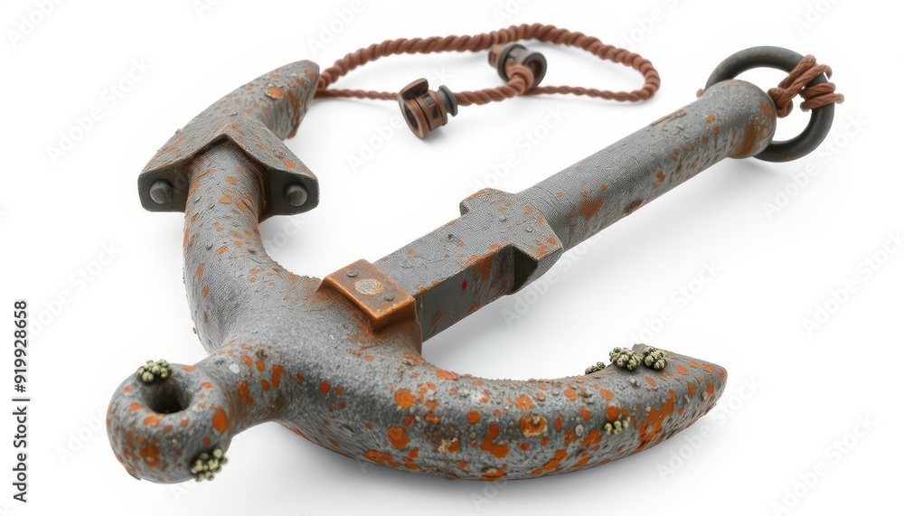 Rusty Anchor with Rope. Rusty Anchor with Rope.