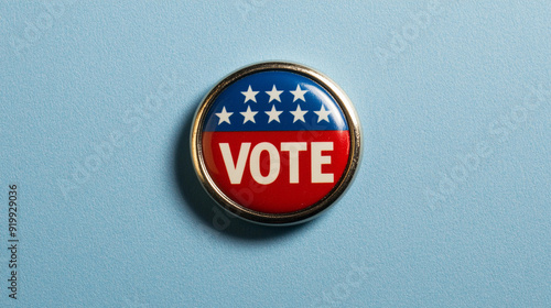 Vintage patriotic red white blue VOTE voting button lapel pin photo