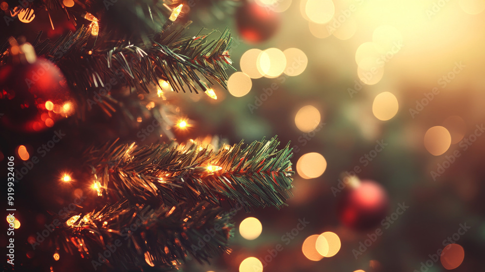 Blurred Christmas tree with twinkling lights in the background. Blurred Christmas tree with twinkling lights in the background.