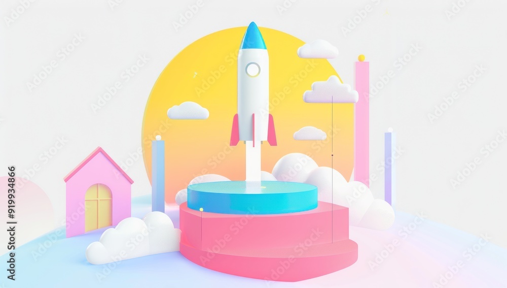 3D Rocket Launch Illustration 3D Rocket Launch Illustration