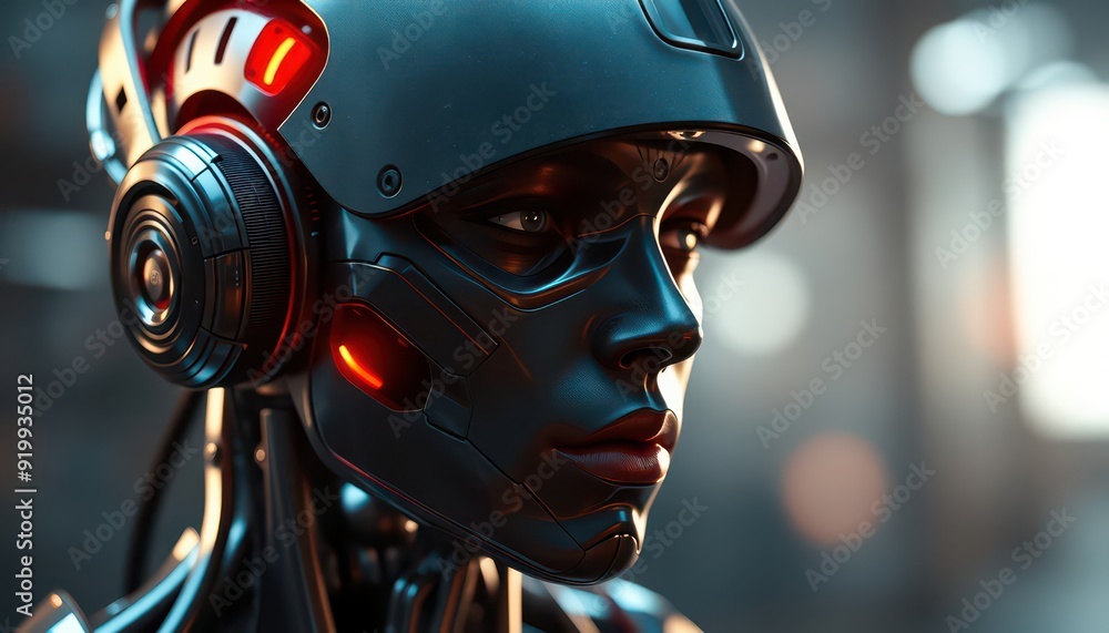Futuristic Cyborg Woman Portrait. Futuristic Cyborg Woman Portrait.
