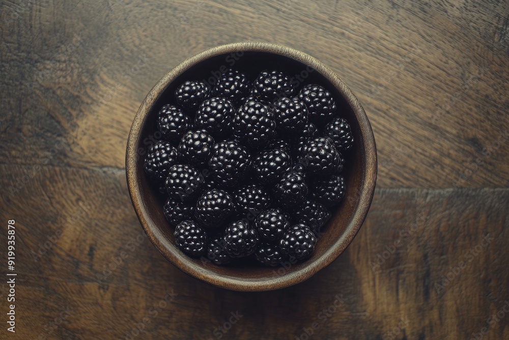 Black Diamond Blackberry in a bowl, Top View Black Diamond Blackberry in a bowl, Top View
