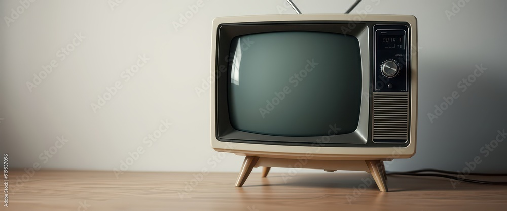 Retro Television on Wooden Table. Retro Television on Wooden Table.