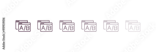 a/b testing outline icon. Linear vector from technology concept. 6 different line style a/b testing icon included thin, light, regular, medium, bold, black