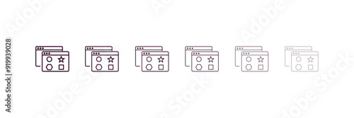 attributes outline icon. Linear vector from technology concept. 6 different line style attributes icon included thin, light, regular, medium, bold, black
