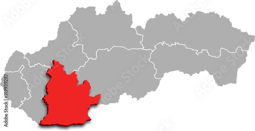 nitra region map ADMINISTRATIVE DIVISIONS of SLOVAKIA 3d isometric map