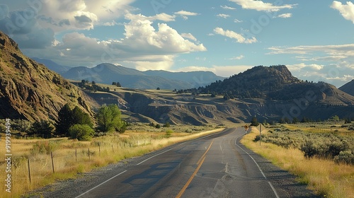 Landscape with road and mountains