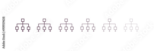sitemaps outline icon. Linear vector from technology concept. 6 different line style sitemaps icon included thin, light, regular, medium, bold, black