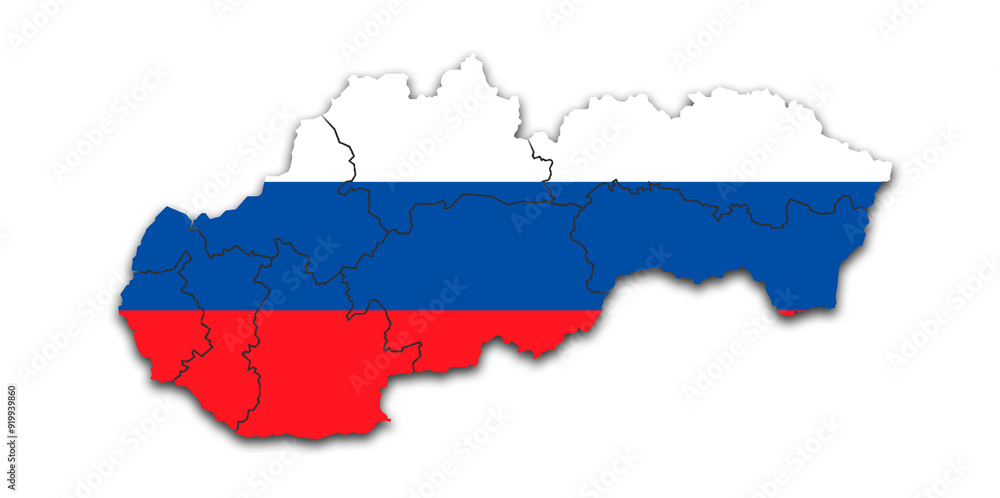 Obraz premium SLOVENIA MAP WITH ITS PROVINCES AND POLITICAL ADMINISTRATIVE DIVISIONS WITH FLAG