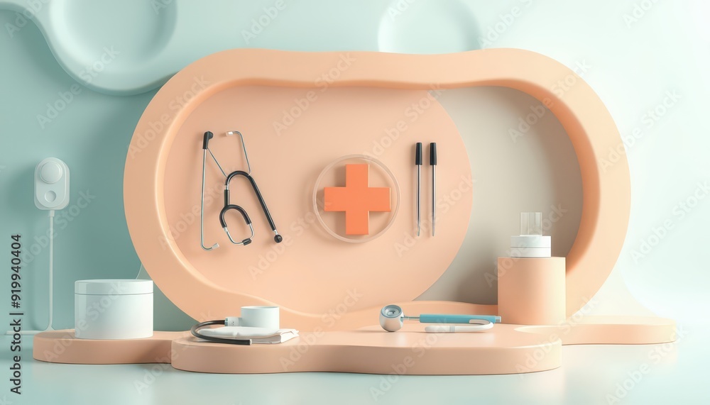 Medical Supplies on Abstract Pastel Background. Medical Supplies on Abstract Pastel Background.
