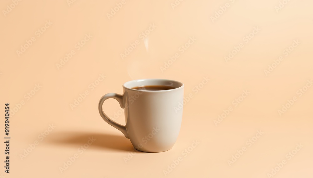 Steaming cup of coffee on a peach background. Steaming cup of coffee on a peach background.