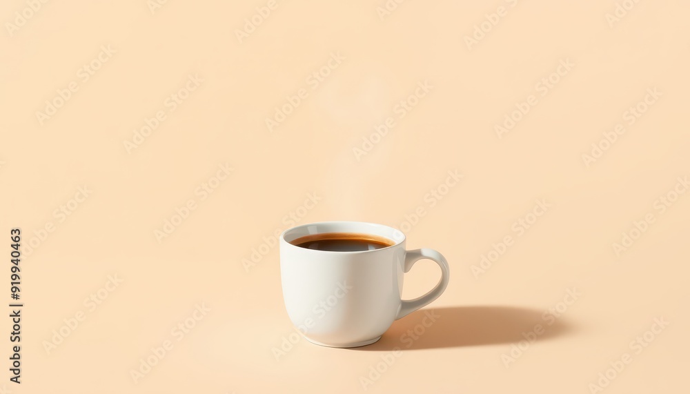 Steaming Cup of Coffee on a Beige Background. Steaming Cup of Coffee on a Beige Background.
