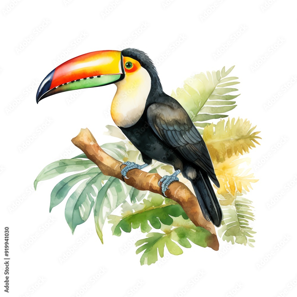 Naklejka premium Safari Birds watercolor illustration, safari animals clipart