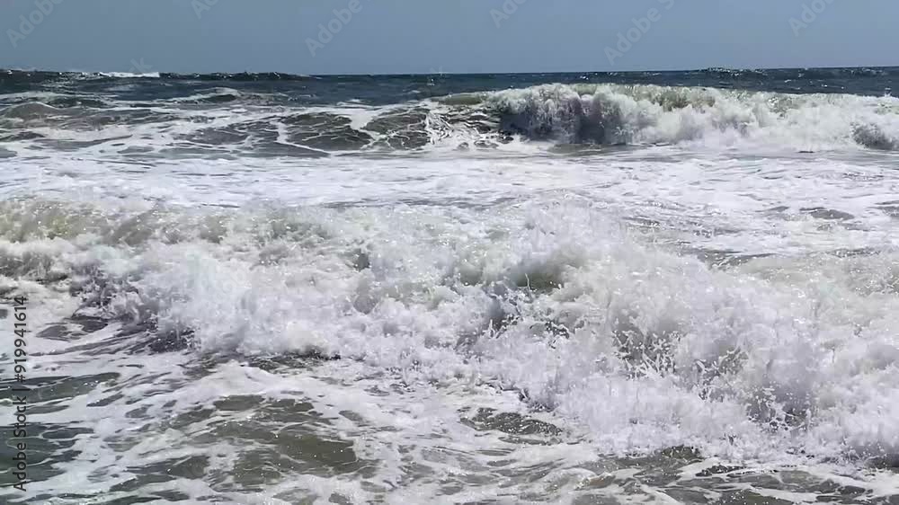 Looking at a very active Atlantic Ocean in August 2024 from Hurricane Debby stirring up the waters off the coast of Fire Island in Long Island New York. Looking at a very active Atlantic Ocean in August 2024 from Hurricane Debby stirring up the waters off the coast of Fire Island in Long Island New York.
